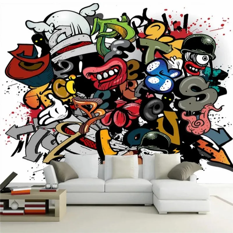 Красочная мультяшная граффити персональная декоративная роспись стены профессионал на заказ Фреска оптовая продажа обои плакат фото