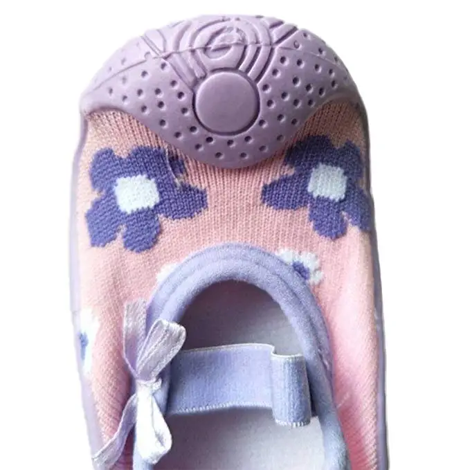 Дышащие хлопковые носки на резиновой подошве для маленьких девочек детские носки-тапочки Нескользящие резиновые mr001