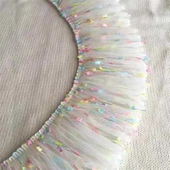 

5 Yards Handmade Diy White Macaron Color Tassel Trimming Child Doll Gauze Skirt Laciness AccessoriesYN240