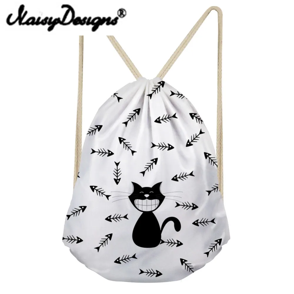 NOISYDESIGNS Cartoon Cat Printing Women s Drawstring Backpack For Teenagers bags Bundle Pouch Sac Licorne day