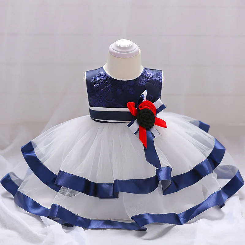 

2019 Flower birthday baby dress baby girl baptism dress kids girl clothes first year tutu girl tutu dress 0-2 years old L1834X