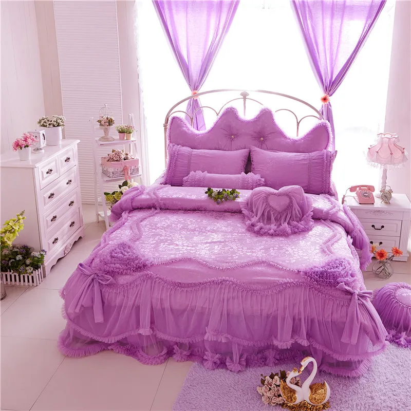 4/6pcs 100% Cotton white Princess Jacquard Girl Textile lace Bedskirt Pillowcase Twin Queen King Size Duvet Cover Bedding Set 4/6pcs 100% Cotton white Princess Jacquard Girl Textile lace Bedskirt Pillowcase Twin Queen King Size Duvet Cover Bedding Set