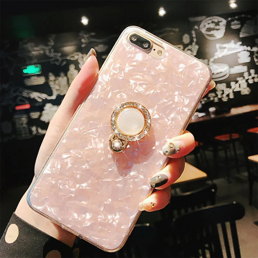 Bling Crystal Diamond Seashell Conch Silicon Soft Phone Case For iPhone