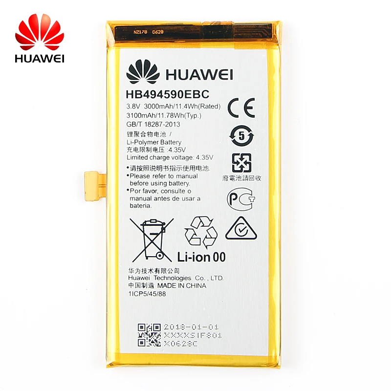 

Original Huawei HB494590EBC Rechargeable Li-ion phone battery For Huawei Honor 7 Glory PLK-TL01H ATH-AL00 PLK-AL10 3000mAh
