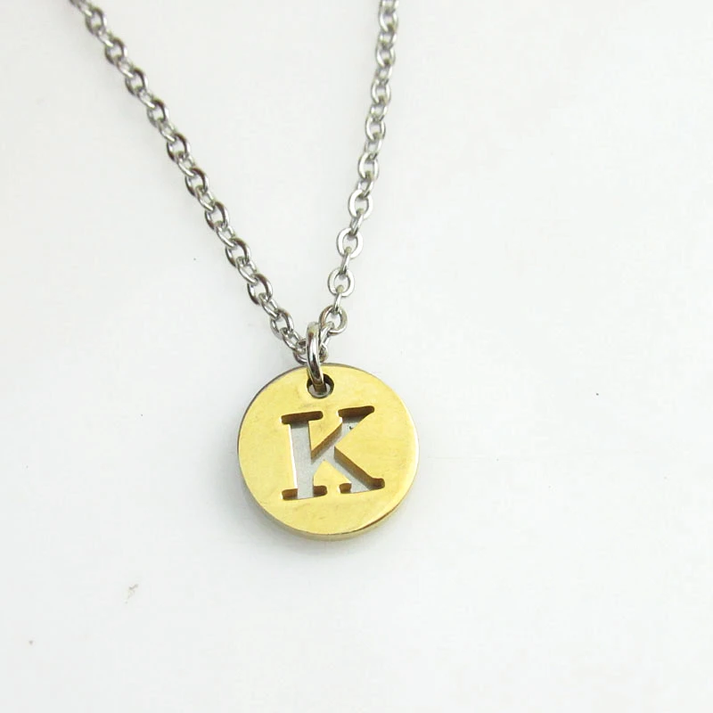 5pcs K Initial Necklace Women Men Jewelry Gold/Silver Color Stainless