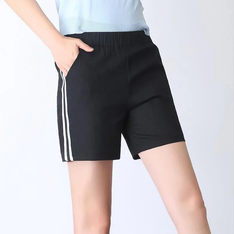 2019 Women Shorts Solid Short Femme Pocket Linen Summer