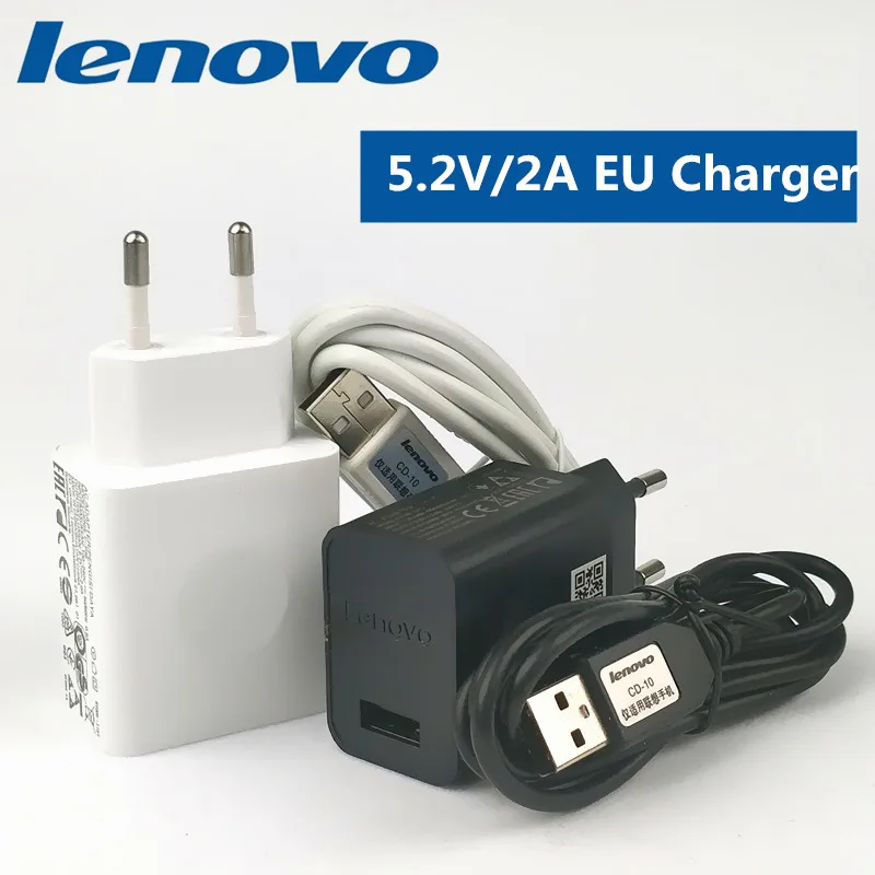 Original EU Lenovo K5 Charger 5.2V/2A Power Adapter Charge CD 10 Micro