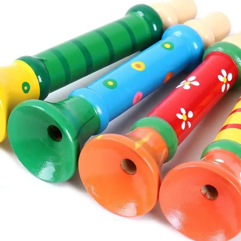 Новый Красочные деревянные Труба для маленьких детей деревянная игрушка музыкальный инструмент трубы Гудок Горн Suona игрушка