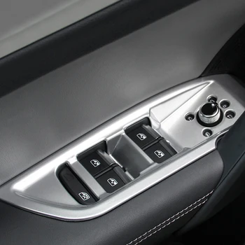 

(Only Fit For Left Hand Drive) Car Styling Accessories Inner Window Lift Switch Button Cover Trim ABS 4pcs For Audi Q5 2018