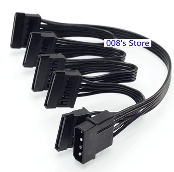 

New Power Jack Socket Port Cable Connector For Server 4pin IDE Molex 1 to 5 SATA Adapter Splitter Cord 18AWG White for HDD SSD