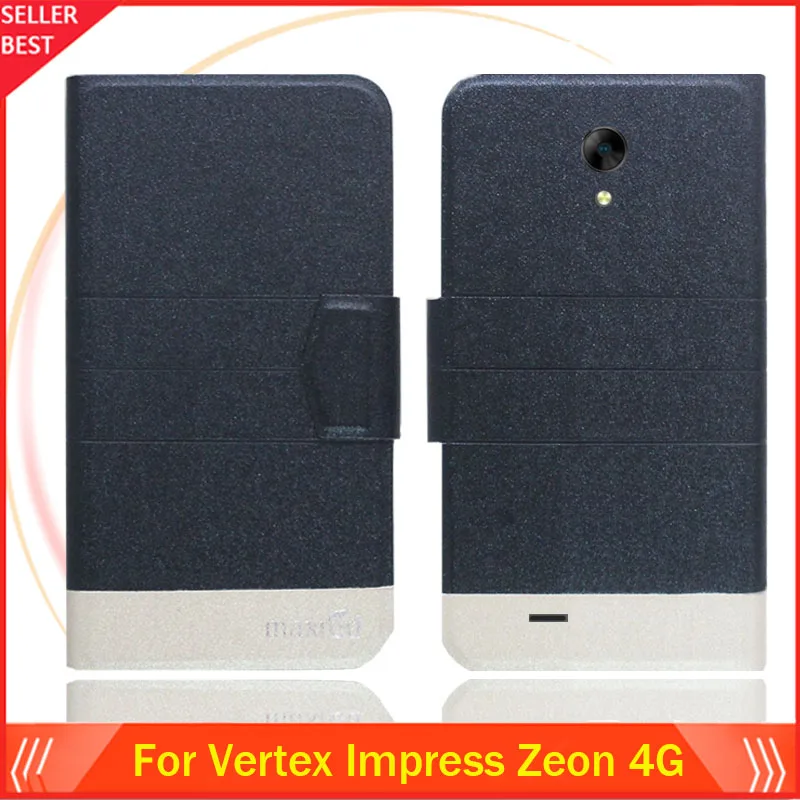 

5 Colors Hot!! Vertex Impress Zeon 4G Case Customize Ultra-thin Leather Exclusive Phone Cover Book Card Slots Free Shipping