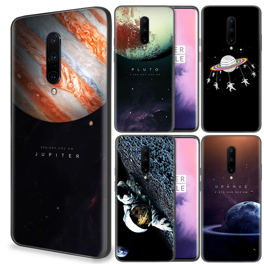 

Space Astronauts Go Round Planet Black Soft Rubber Case For OnePlus 7 Pro 6 6T 7Pro 5G Silicone Back Painted Pattern Cover