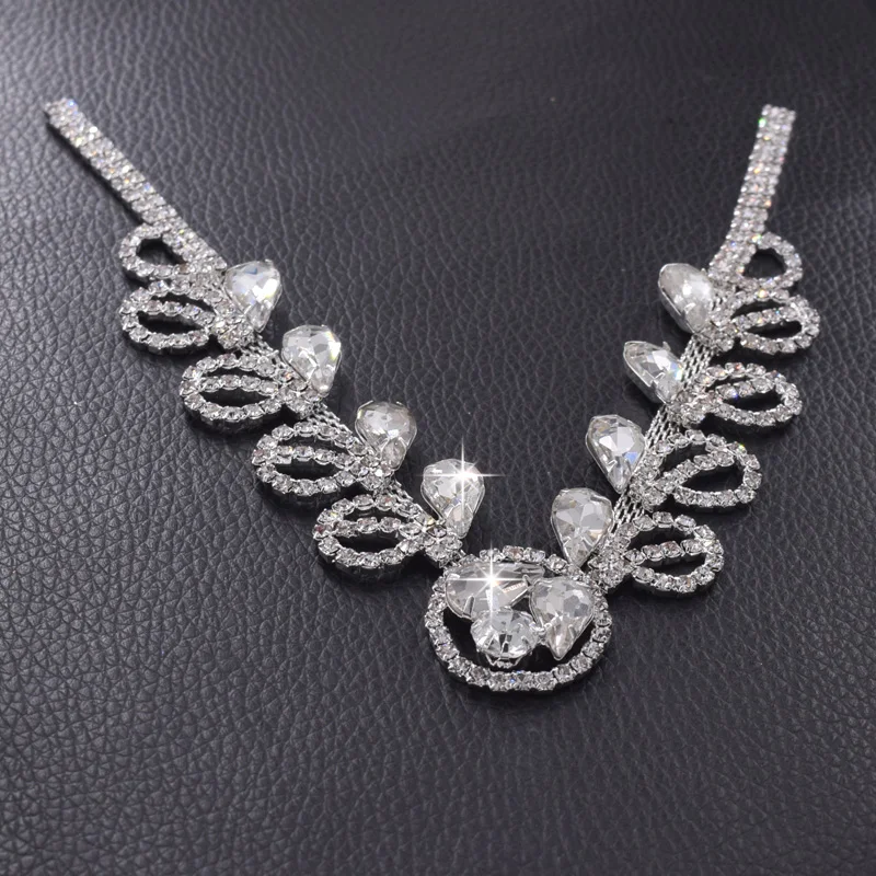 Rhinestone crystal glass shoes appliques sew on (7)