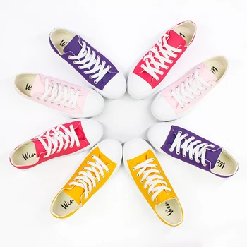 

Wen New Summer Low Top Casual shoes Unisex Canvas Shoes Solid Yellow Pink Purple Rose Red Sneakers Women Men Vulcanize Shoes