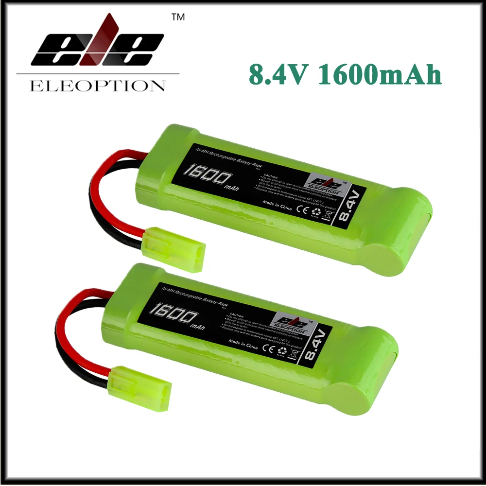 2x Eleoption 8.4V 1600mAh Ni MH Flat Battery Pack with Mini Tamiya