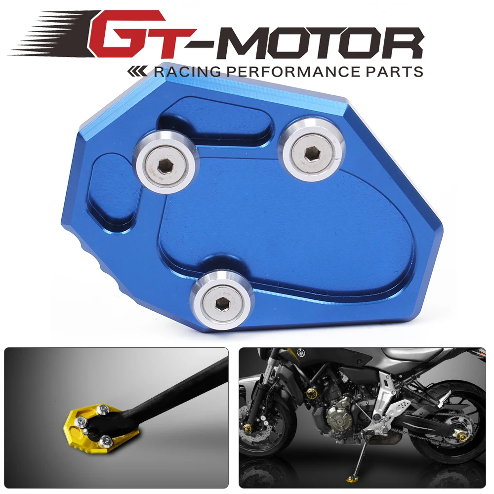 

GT Motor - CNC Aluminum Motorcycle Side Stand Pad Enlargement Plate Kickstand Extension For Yamaha MT-07 MT07 2014 2015 2016