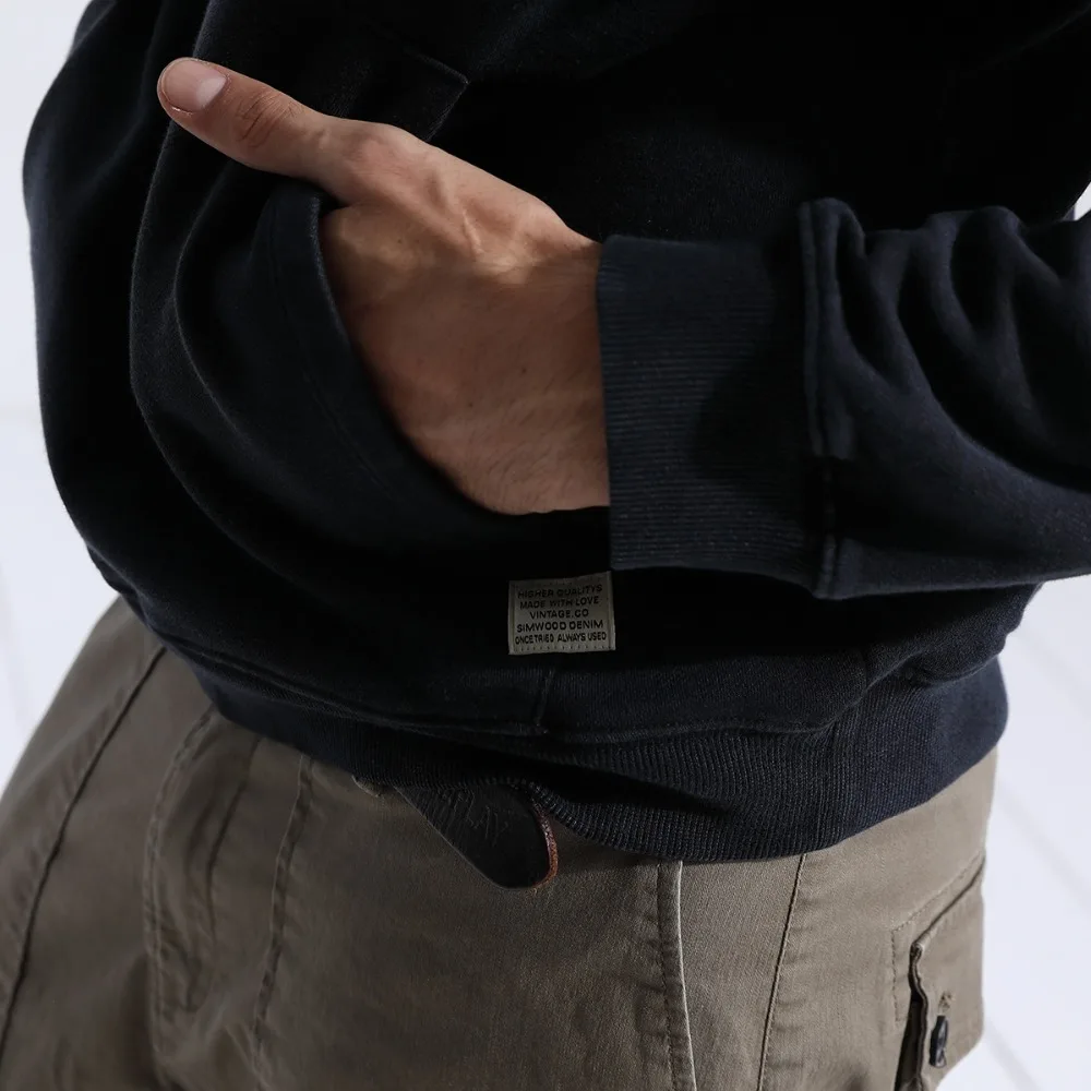 SIMWOOD 2018 Autumn New Hoodies Men Slim Fit Vintage Letter Fashion Hip Hop Sweatshirts Plus Size High Quality Clothes 180333