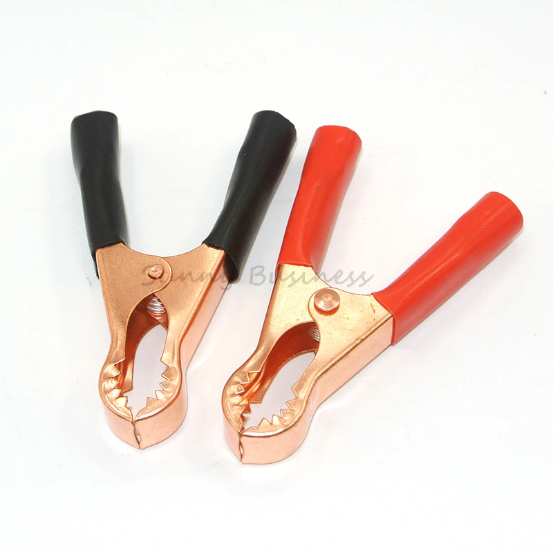 

2pcs 50A Red Crocodile insulated Alligator Clips Red Black Length 80mm battery clip Car Battery Test Lead Clips