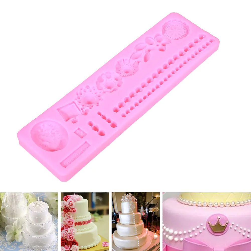 

Pearl Boarder 3D Cake Mold Kitchenware Mould Kitchen Home Silicone Pastry Bread DIY Bakeware Tray Practical