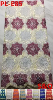 

Hot sale swiss voile lace in switzerland with stone high quality cotton lace latest african laces nigerian lace fabrics PL-E85