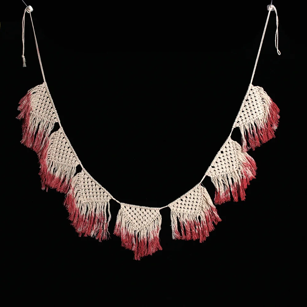 

Macrame Wall Hanging 120X18CM Cotton Handmade Woven Wall Tapestry Large Boho Wall Garland Banner Decoration for Living Room