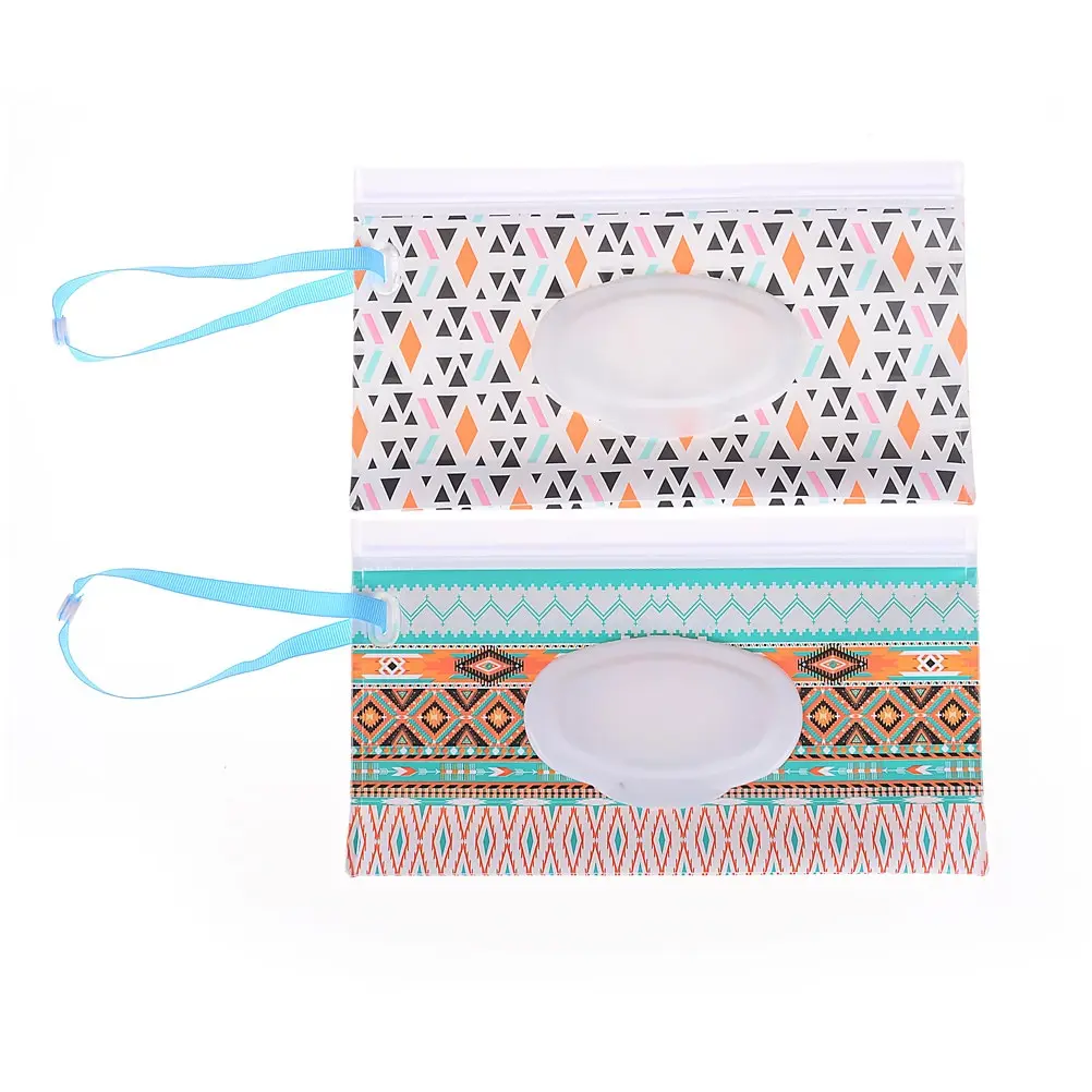 Snap-strap Wipes Container Eco-friendly Wet Wipes Bag Clamshell Cosmetic Pouch Clutch and Clean Easy-carry Wipes Carrying Case