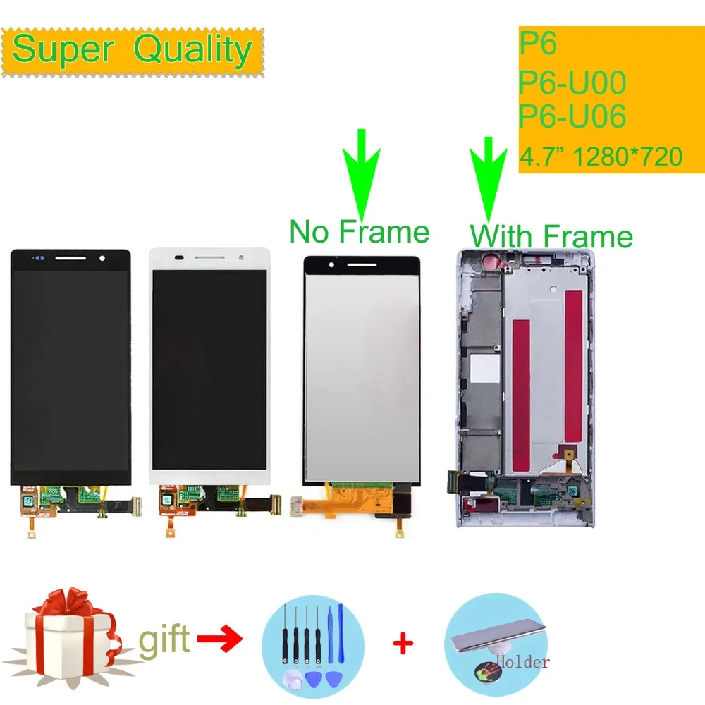 

For HUAWEI P6 Lcd Display Touch Screen Digiziter LCD Complete Assembly With Frame P6 P6S P6-U06 C00 T00 S-U06 Full LCD
