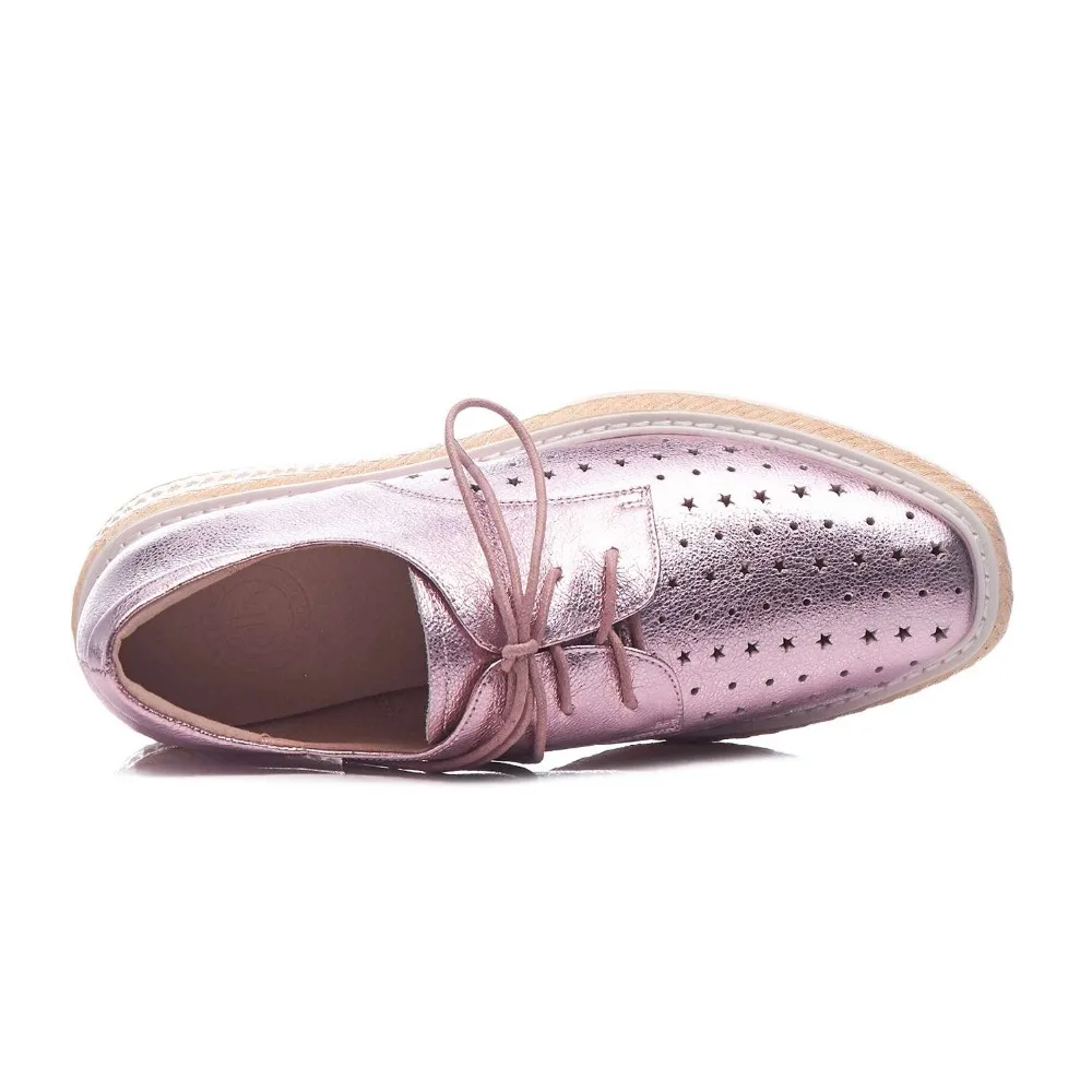 Vichelo/популярные женские туфли-лодочки из кожи с натуральным лицевым покрытием, на шнуровке, с квадратным носком, дышащая обувь на платформе средней высоты в Европейском стиле, большие размеры, L1f8