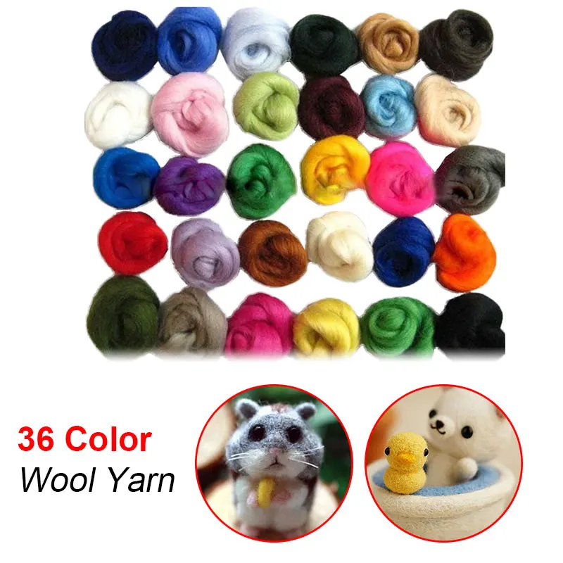

Set of 36 colors Wool Fibre Wool Yarn Roving For Needle Felting materials new arrival