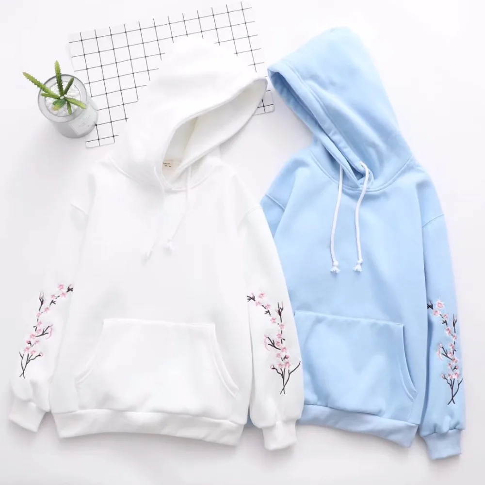 sudaderas mujer японский весенний зимний bts свитер женский с вышитыми цветами и буквами пуловер с капюшоном D437