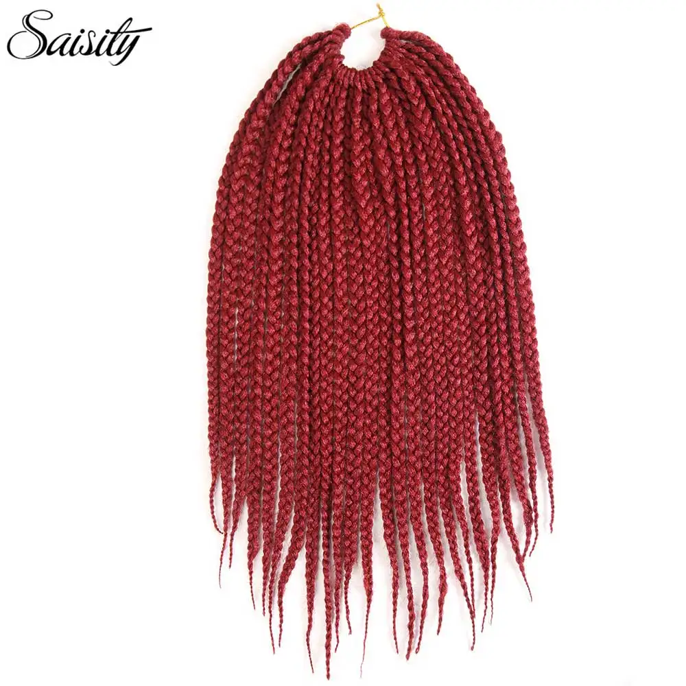 Saisity пряди для наращивания волос, тонкие косички, синтетические плетеные косички, 1" 18" 22 пряди/упаковка, дешевый пучок волос - Цвет: Жук