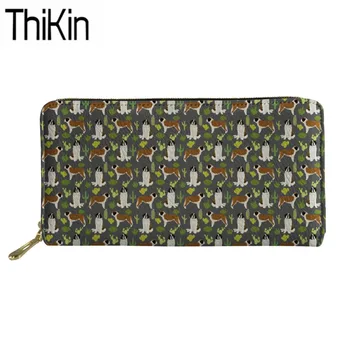

Thikin Women Purse Saint Bernard Printing Long PU Leather Wallets Ladies Clutch Phone Card Holders for Females Fashion Money Bag