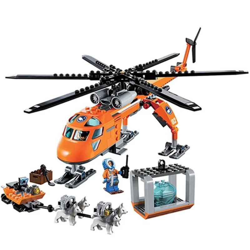 Городской набор Arctic Helicrane вертолет хаски совместим с Legoings модель строительного