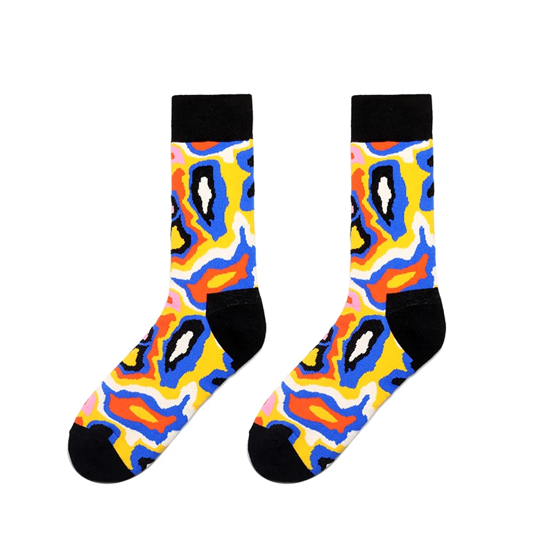 PEONFLY/Новинка; Брендовые мужские носки; забавные повседневные полосатые носки в британском стиле с бриллиантами; хлопковые длинные носки; Chaussettes Homme Fantaisie - Цвет: magnetic resonance