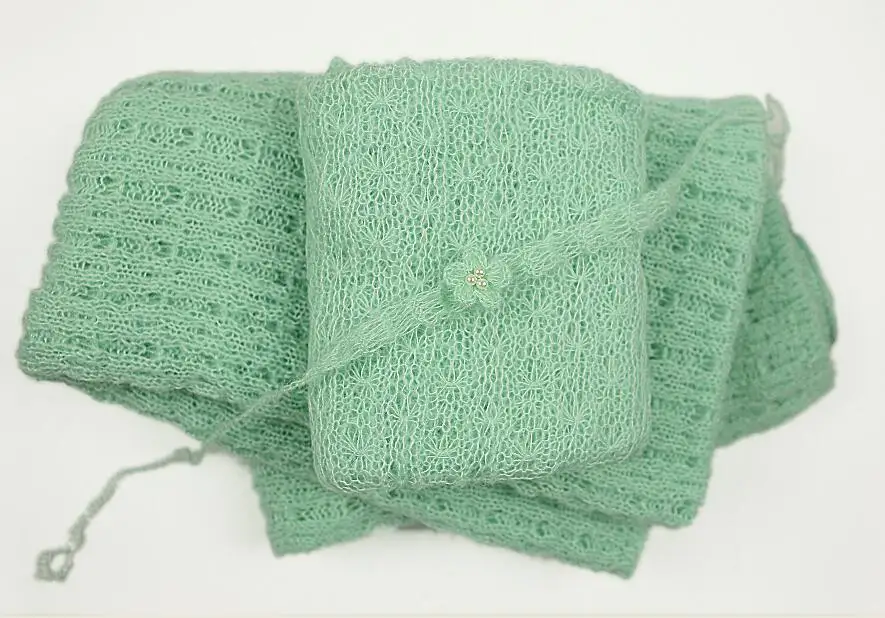 Фоновое одеяло для новорожденных+ накидка+ повязка на голову, реквизит для фотосъемки новорожденных длинный шарф мохер эластичная фоновая корзина наполнитель - Цвет: aqua