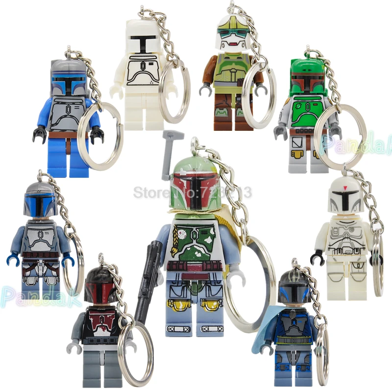 

New White Boba Fett Jango Fett Figure Keychain Mandalorian Pre Vizsla Customize Building Blocks Legoingly Toys