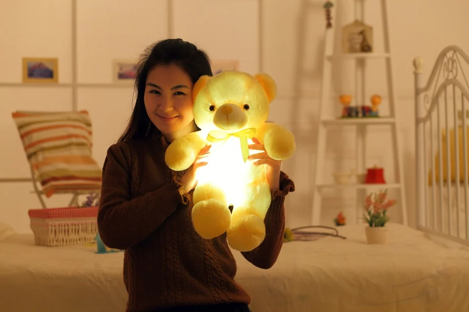 1 шт. большой светодиодный светильник плюшевый мишка красочные мягкие животные светящиеся Медведи Куклы подушки подарки для детей девочек