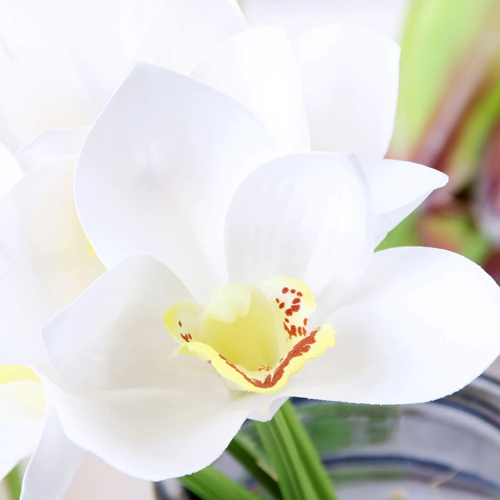 6 шт./компл. искусственные цветы орхидеи реального касания цветок цимбидиума букет невесты Свадебные цветы украшения для стола механизма