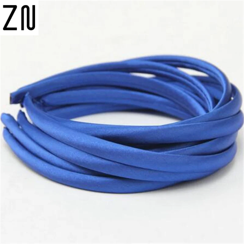 

ZN 10Pcs Girls 1CM Color Satin Covered Resin Hairbands Ribbon Covered Kids Headbands Children Hair Accessory