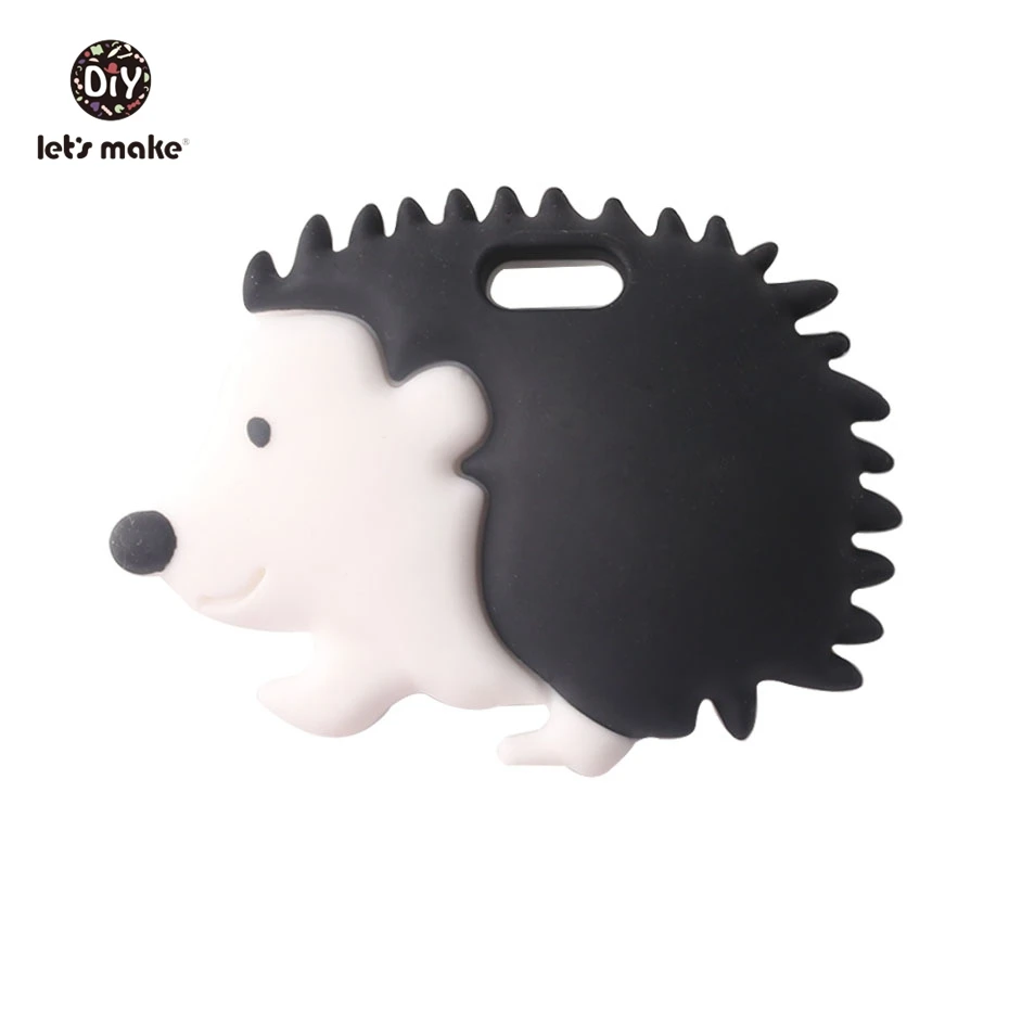 Давайте сделаем прорезывание зубов детский кулон в виде ежа BPA Бесплатно Силиконовый дикобраз мультфильм Животные детские товары мягкий и безопасный Прорезыватель для малышей - Цвет: Black Porcupine
