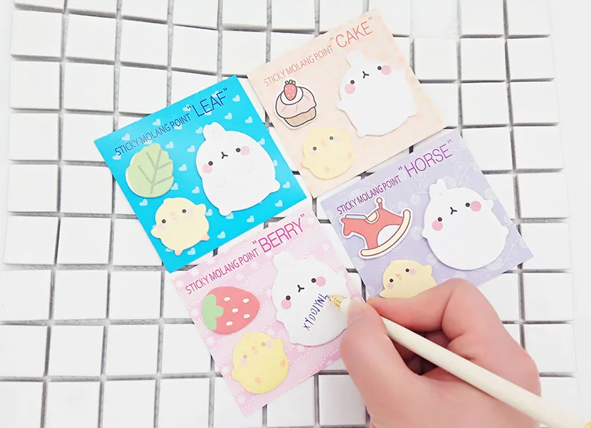 4 шт. милый планировщик корейский кролик животные Липкие заметки Kawaii Post memo pad самоклеящиеся Стикеры офисные принадлежности материал Escolar