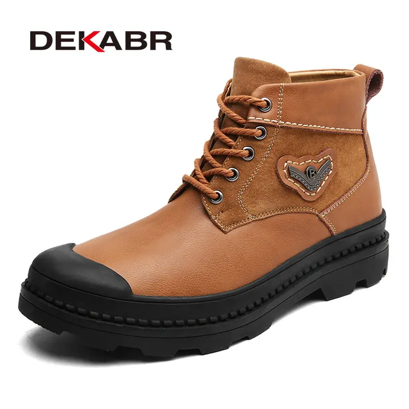 DEKABR Boots Brand Men Ankle Shoes Fashion Round Toe Autumn Shoes Black ...