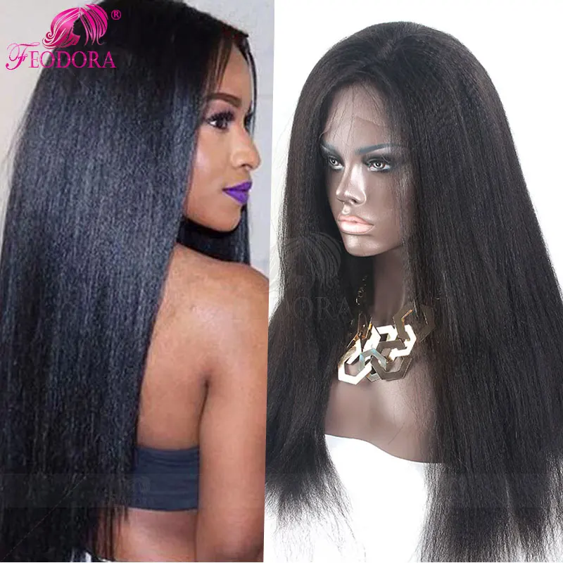 

7A Lace Front Wigs Unprocessed 150% Density Human Hair Full Lace Wigs Yaki Straight Virgin In Stock Human Hair Lace Front Wigs