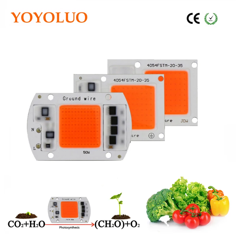 

2019 NEW 20W 30W 50W full spectrum 380-840nm LED Floodlight COB Chip AC220V DIY Phyto Lamp Grow Light for Seeding Flower Plant