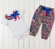 Baby girl Short Sleeves T shirt and Pants Girls Bodysuit Jumpsuit children set Baby pompom Body
