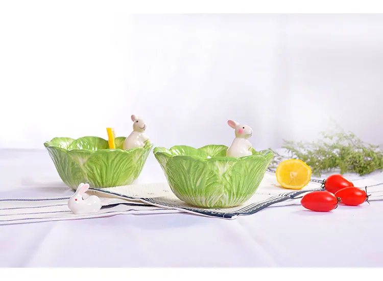 Керамическая чаша для кроликов, посуда в стиле капусты, тарелка для кроликов, фруктовая Салатница, посуда для дома, вечерние столовые принадлежности