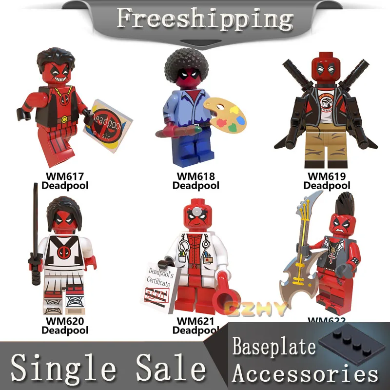 

Marvel Deadpool Super Heroes Domino Electric Cable Peter Gwenpool Legoe MINIFigureD Building Blocks Children Toys WM6050