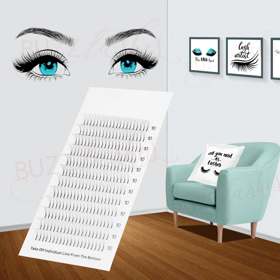

White Label Premade Volume fans 3D/4D/5D/6D Lashes Long Stem Pre made Russian Volume Eyelash Extension Supplies for Professional
