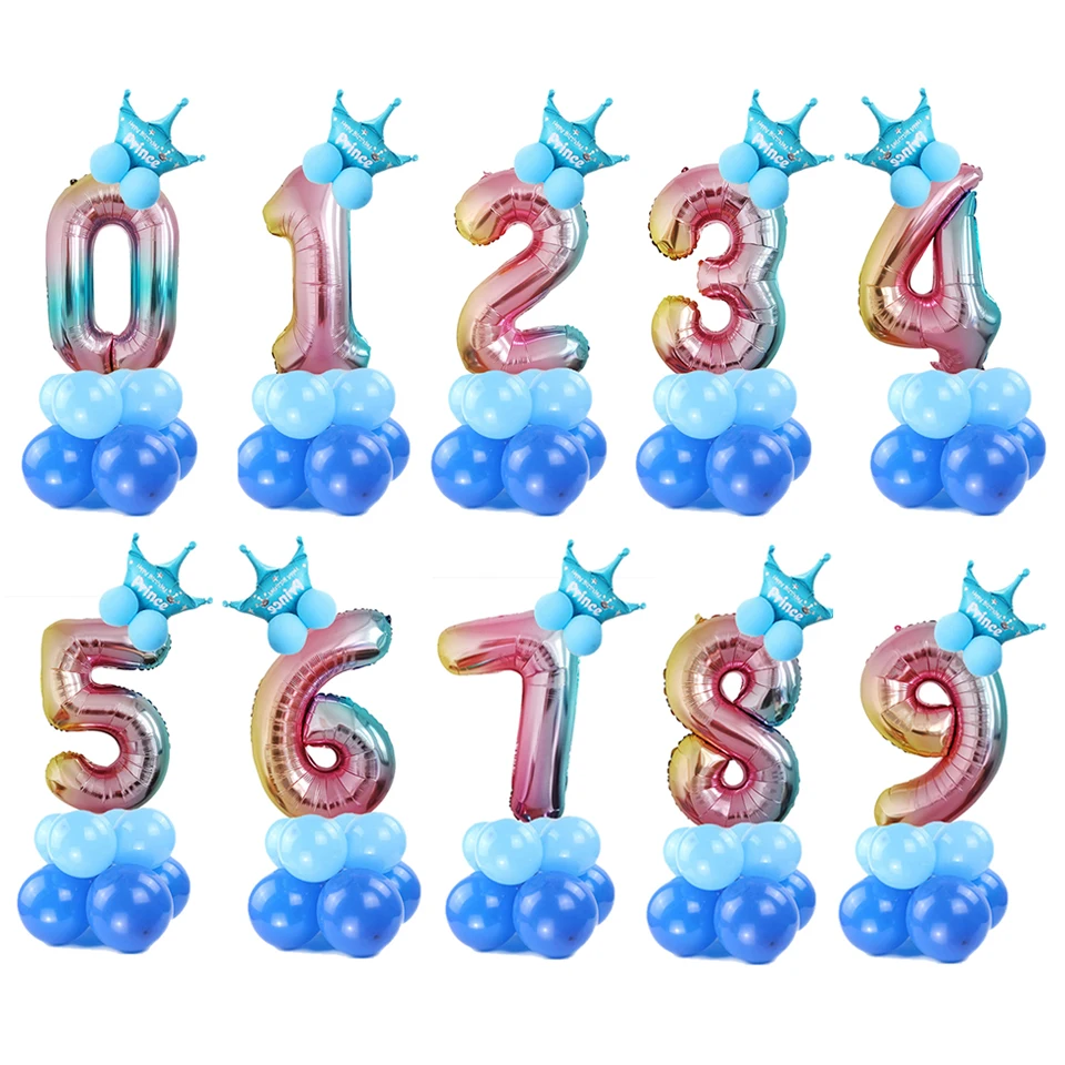 Воздушные шары с цифрами на день рождения, 32 дюйма, воздушные шары из фольги на день рождения, вечерние детские украшения, 13 шт., переливающиеся воздушные шары с цифрами