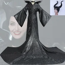 Модные вечерние маскарадные костюмы темной ведьмы, Спящей красавицы Малефисента для взрослых и женщин на Хеллоуин, малая Волшебная Одежда, рога